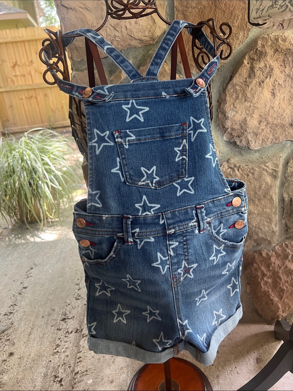 Girl’s Cat and Jack Denim Overalls Star Print